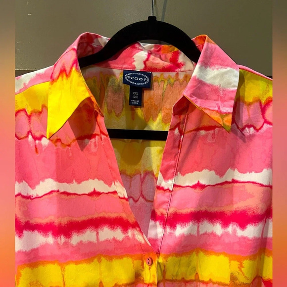 Scoop long sleeve print and yellow graphic dress size XXL/20 - Picture 3 of 12